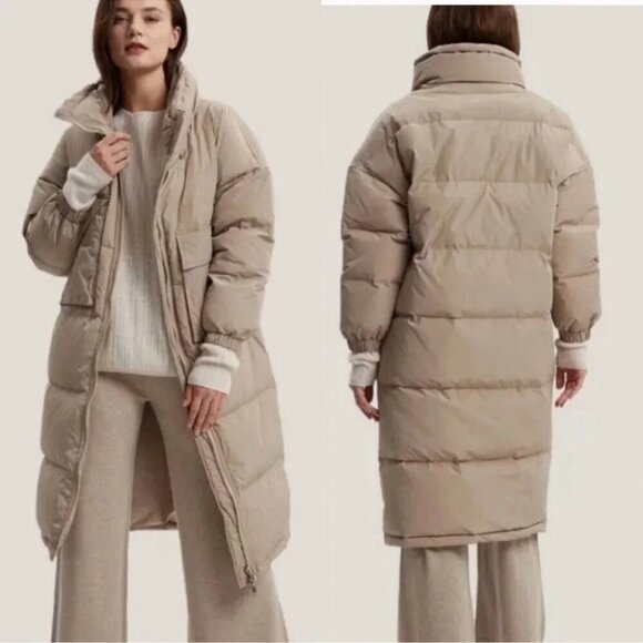 NAP loungewear Oversized Padded Down Puffer Coat in a neutral Sand size medium - Picture 11 of 13